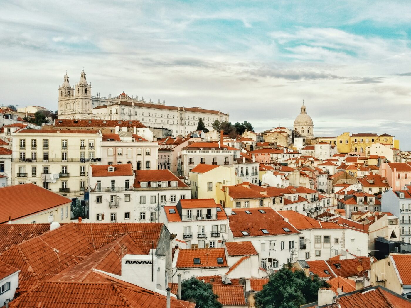 Terracotta rooftops across the Alfama in Lisbon